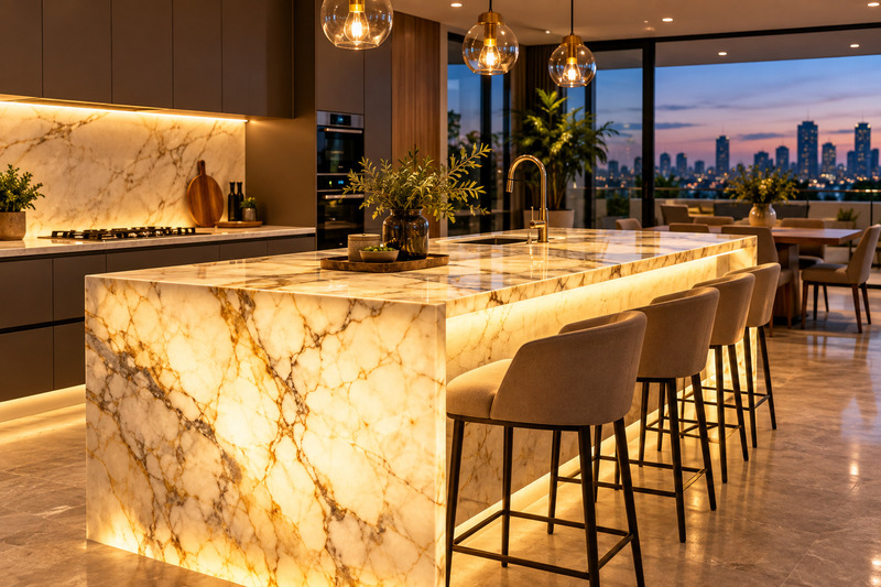 marble countertop lighting